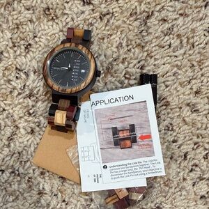 Men's Wooden Watch with Black and Brown Accents